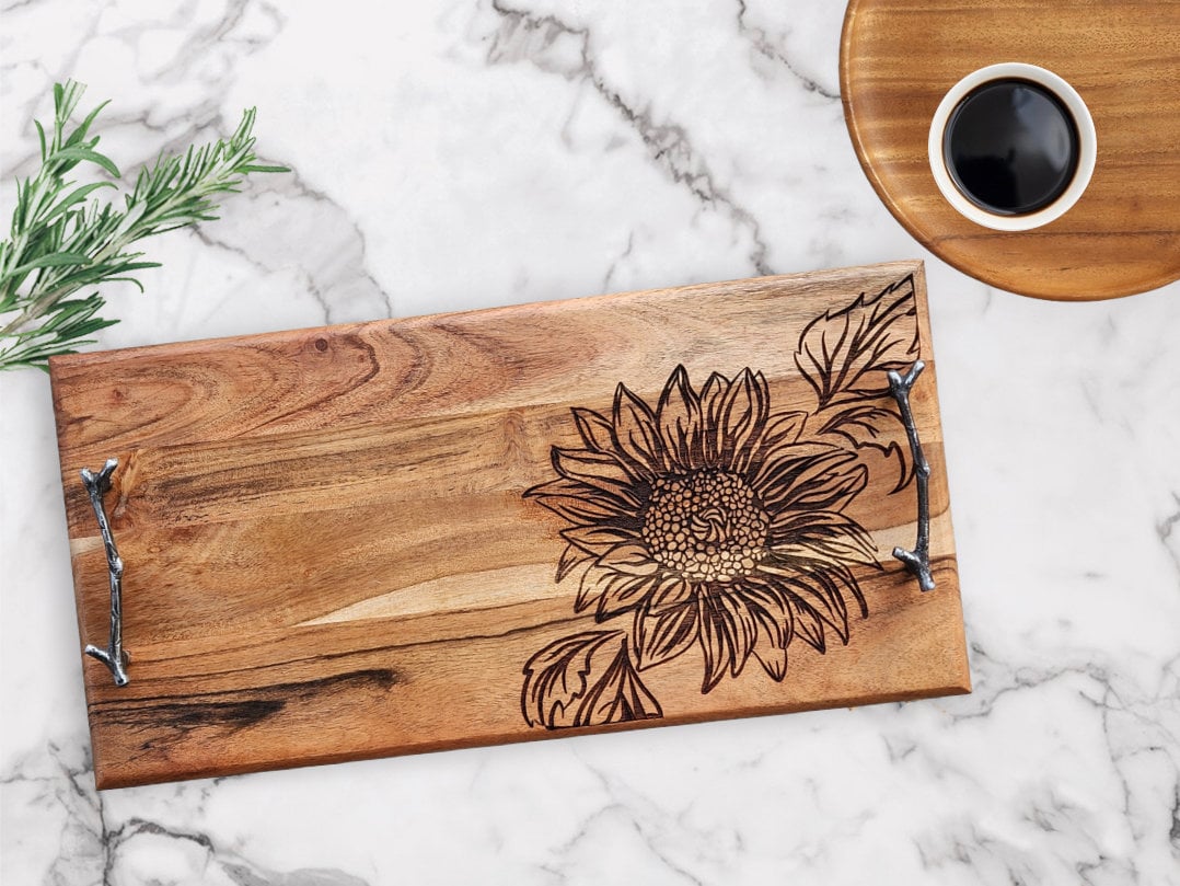 Sunflower Inlay Cutting Board - Wooden Boards - Autumn Blaze